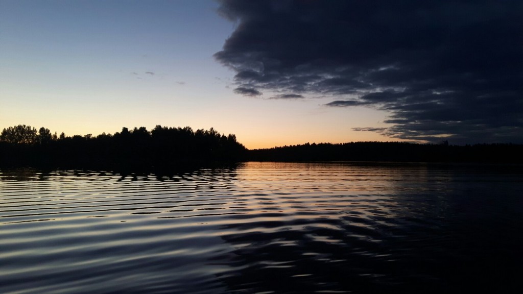 Finnish lake scene at night