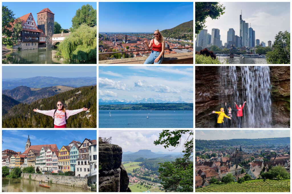 Picture collage of towns and nature in Germany
