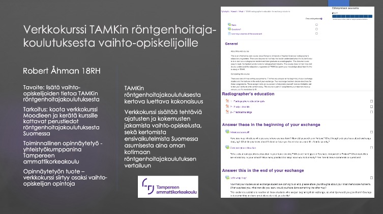 Verkkokurssi TAMKin röntgenhoitajakoulutuksesta vaihto-opiskelijoille