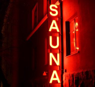 Notable use of lighting at Kotiharjun Sauna, Helsinki, Finland.