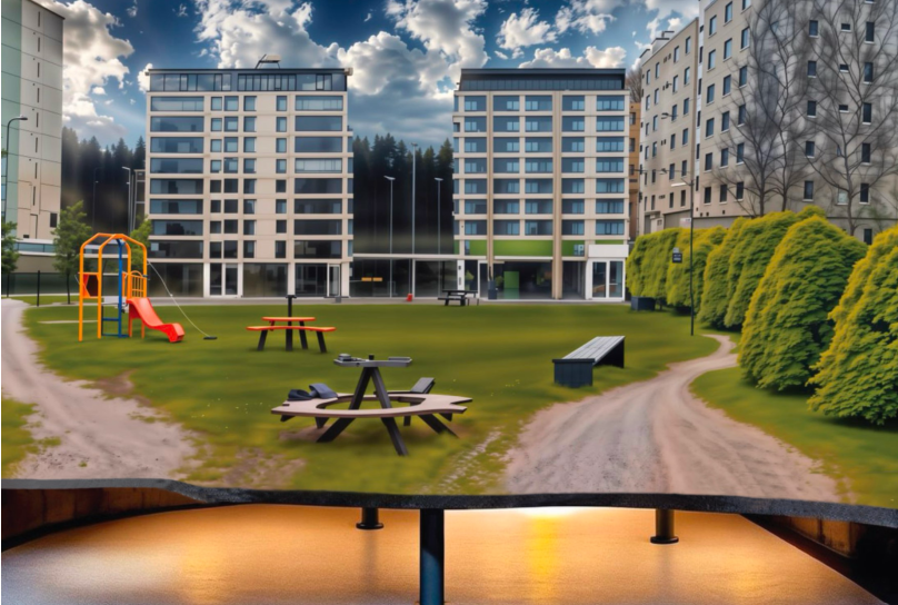 UrbanistAI illustration of the redesigned Kaukajärvi community area.