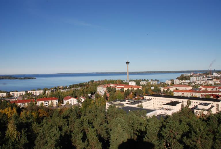 View of Tampere and Lake of Näsijärvi from the Pyynikki Ridge.