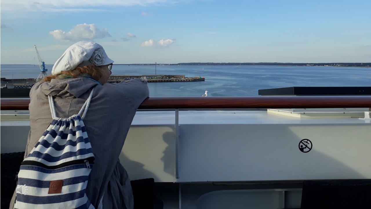 a woman at a ship desk