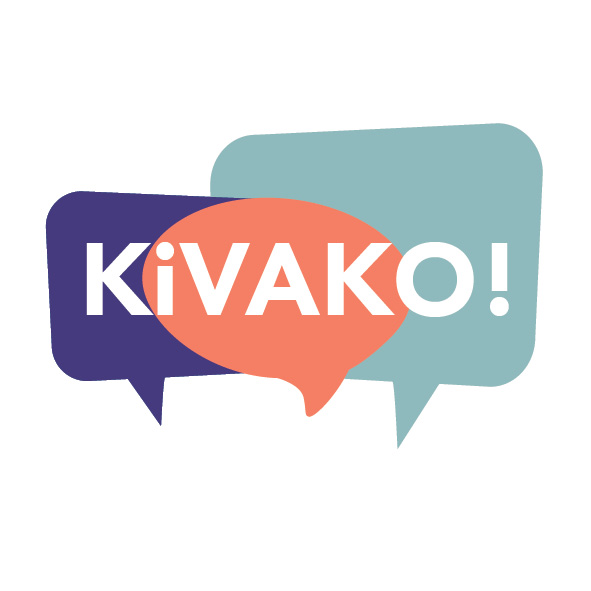 KiVAKOn logo, jossa kolme eriväristä puhekuplaa