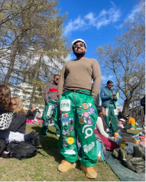 Tanveer in his green student overalls during Wappu 2025.