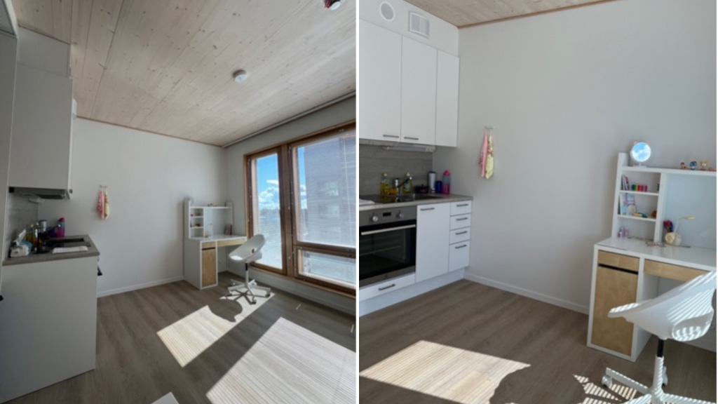 A student room, barely decorated with minimal furnitures.