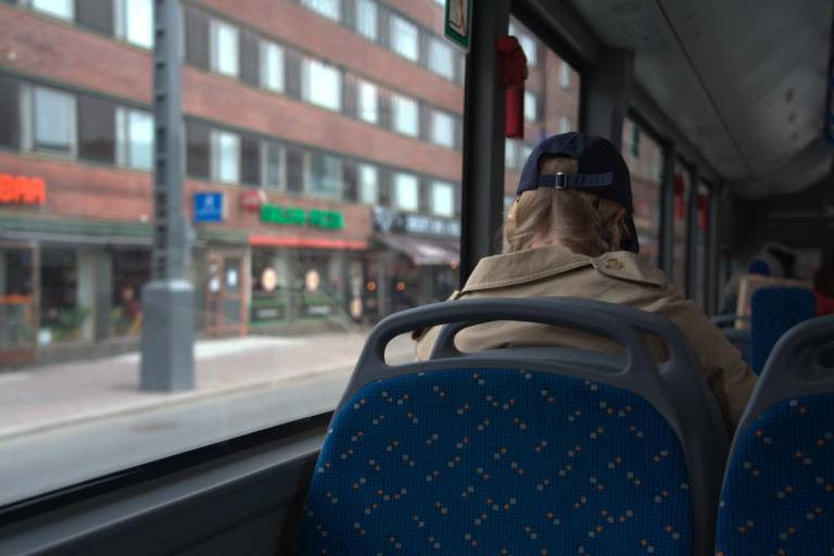 Person in a Tampere buss.