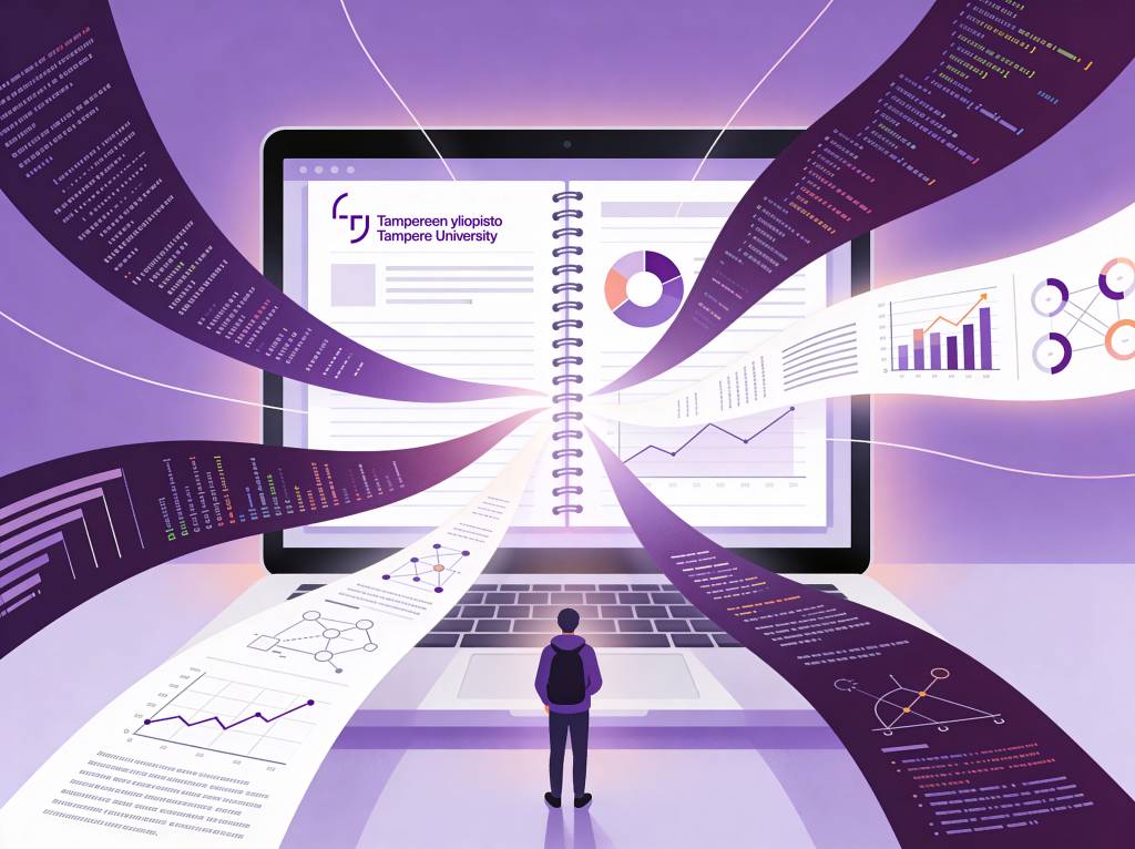 AI tools organizing research data, code, and insights into a structured workflow.