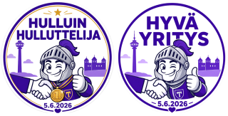 Kuva: Hullunkuriset osaajakokonaisuudet -työpajan voittajatiimi palkittiin Hulluin Hulluttelija -läppäritarralla. Kaikki muut saivat Hyvä Yritys –tarran.