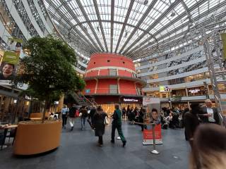 THUAS main campus atrium with a huge lighthouse as its centerpiece.