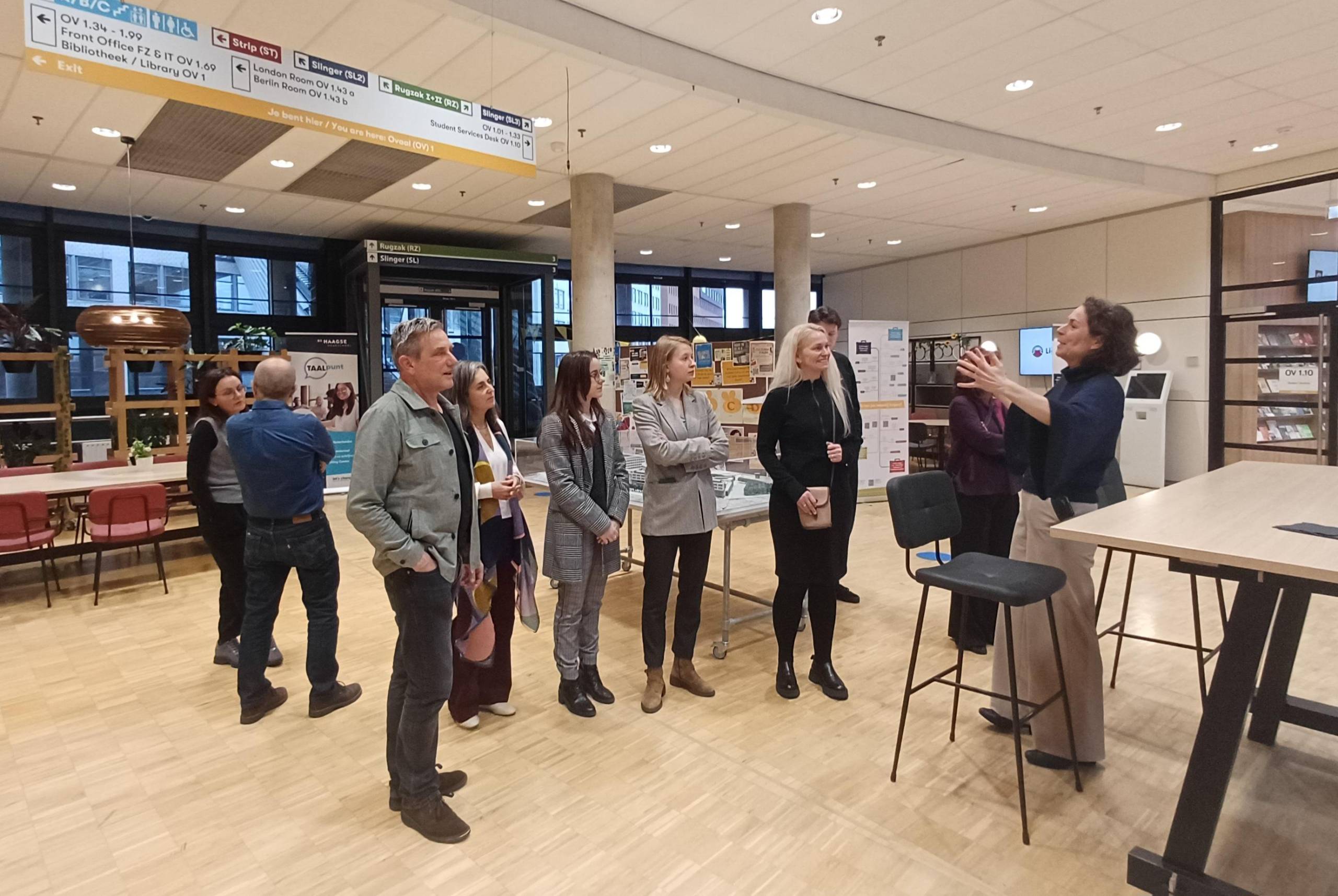 Uninovis communication leads on a campus tour. From the left : Englantina Gishti, Ignacio Moreno Torres, Rob van Netburg, Liana Berkowitz, Alexandra Oliveira Salgado, Margarita Danilova, Sarune Ramanavice, Yannik Herterich, Fabrizia Ruggiero and Yvonne de Haas, Manager of the ICM program. 