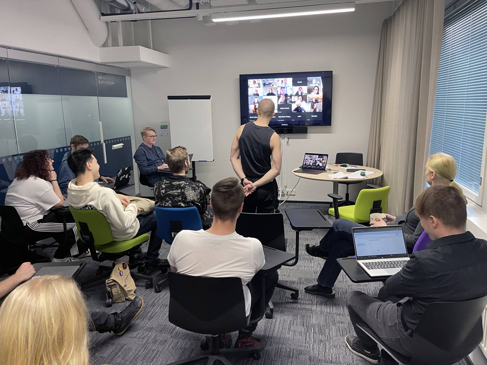 Image features students participating in a kick off event for TAMK - YRGO.