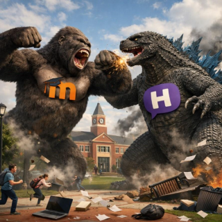 Apina ja lohikäärme taistelevat.