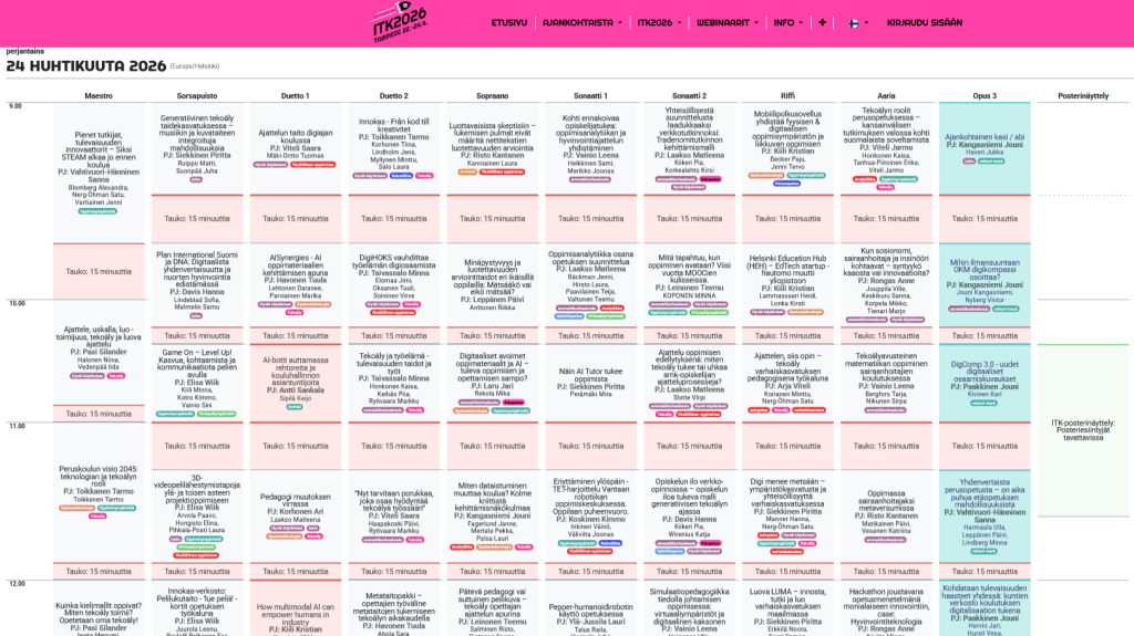 Kuva ITK-ohjelmakartasta.