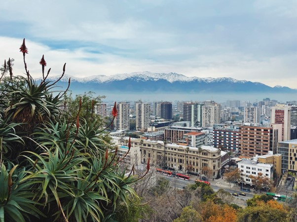 Kuva: Näkymä Cerro Santa Lucialta Santiago de Chilessä.