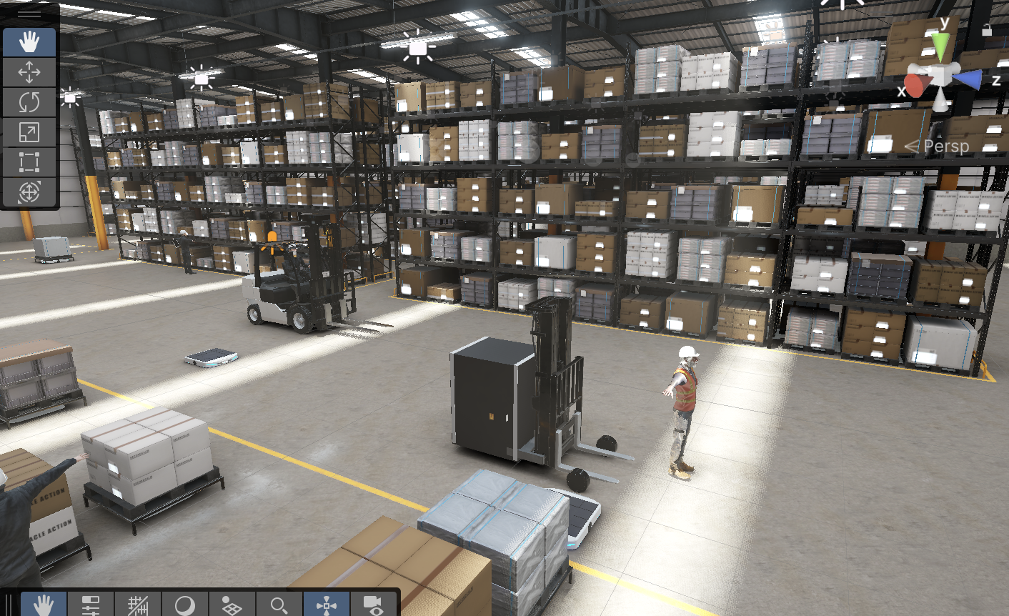 Person and machine in a simulation