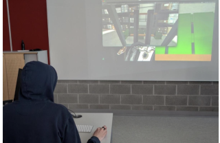 A person playing a simulation game