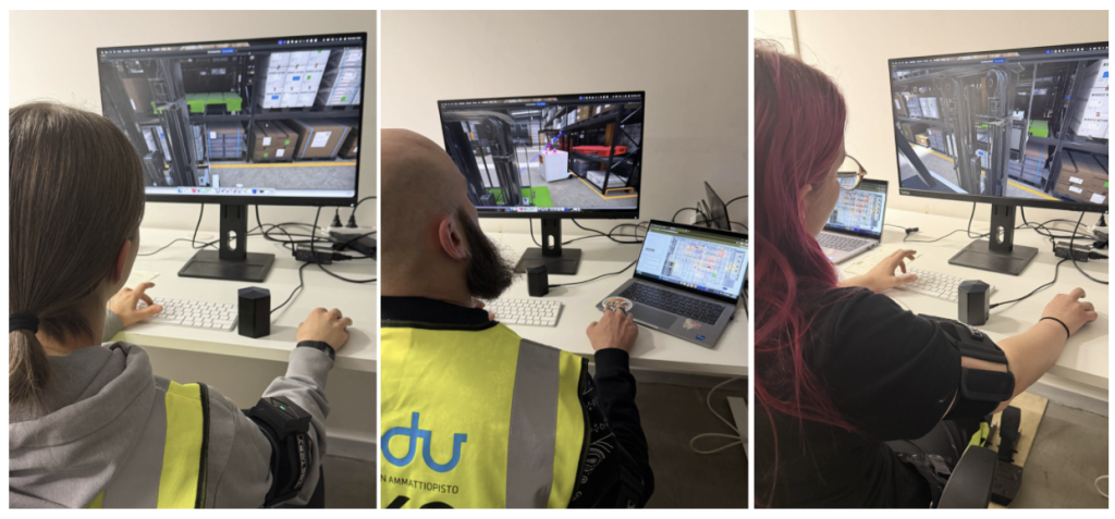 People playing simulation on the computer screen