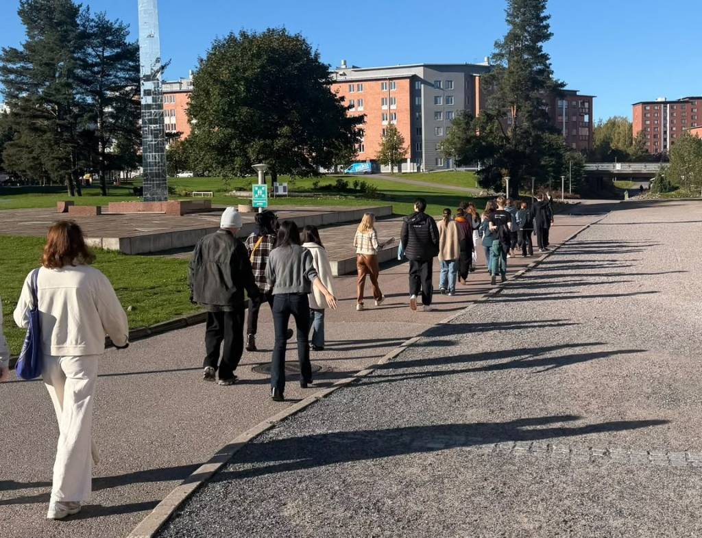 People making a walking meeting