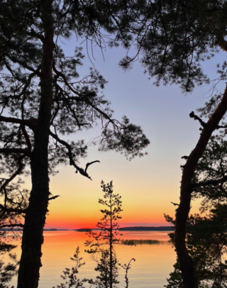 lake, sunset