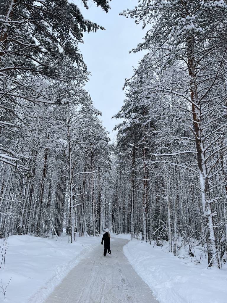 Ice skating in winter in Finland
