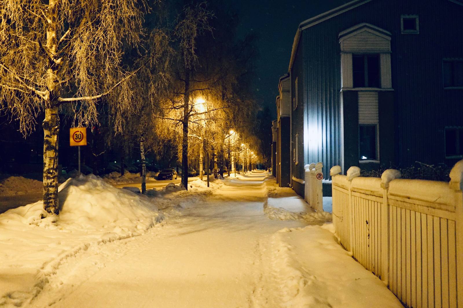 Walking path during winter in a quiet setting