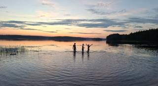 Swimming in the lake