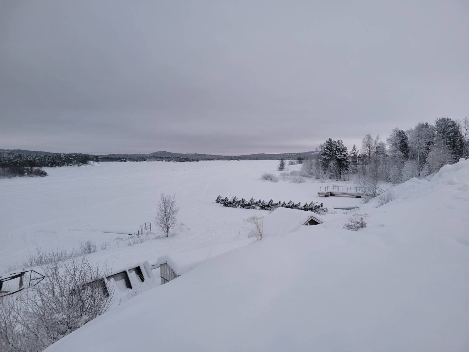 Snow covered lake Inari