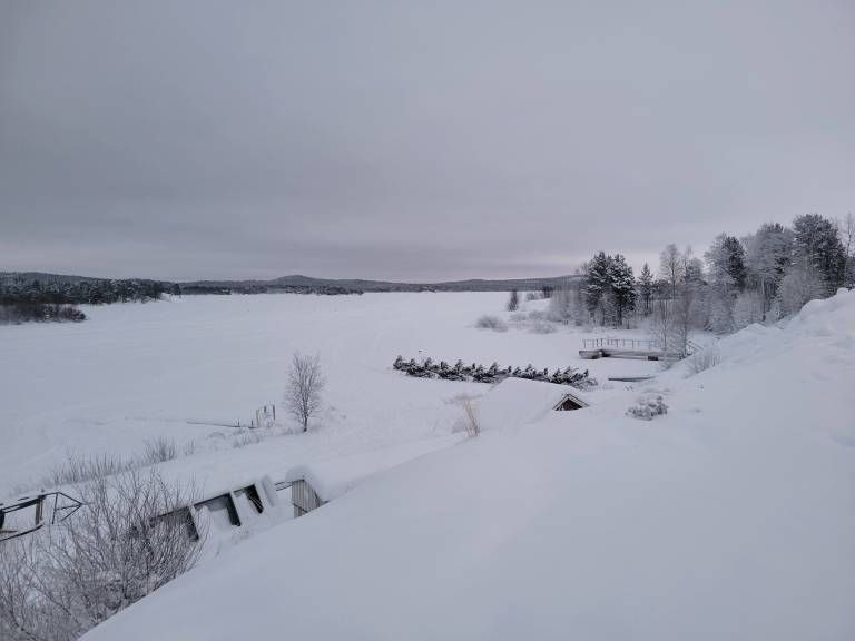 Snow covered lake Inari