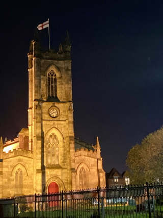 Church with English flag