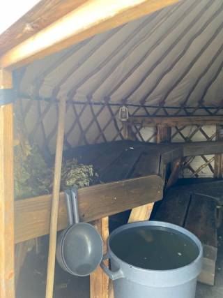 Löyly is the steam that rises when pouring water into the rocks of the sauna stove, but also refers to the spiritual dimensions of the sauna. Löyly is the most important aspect of sauna, and every sauna has its own, unique löyly.