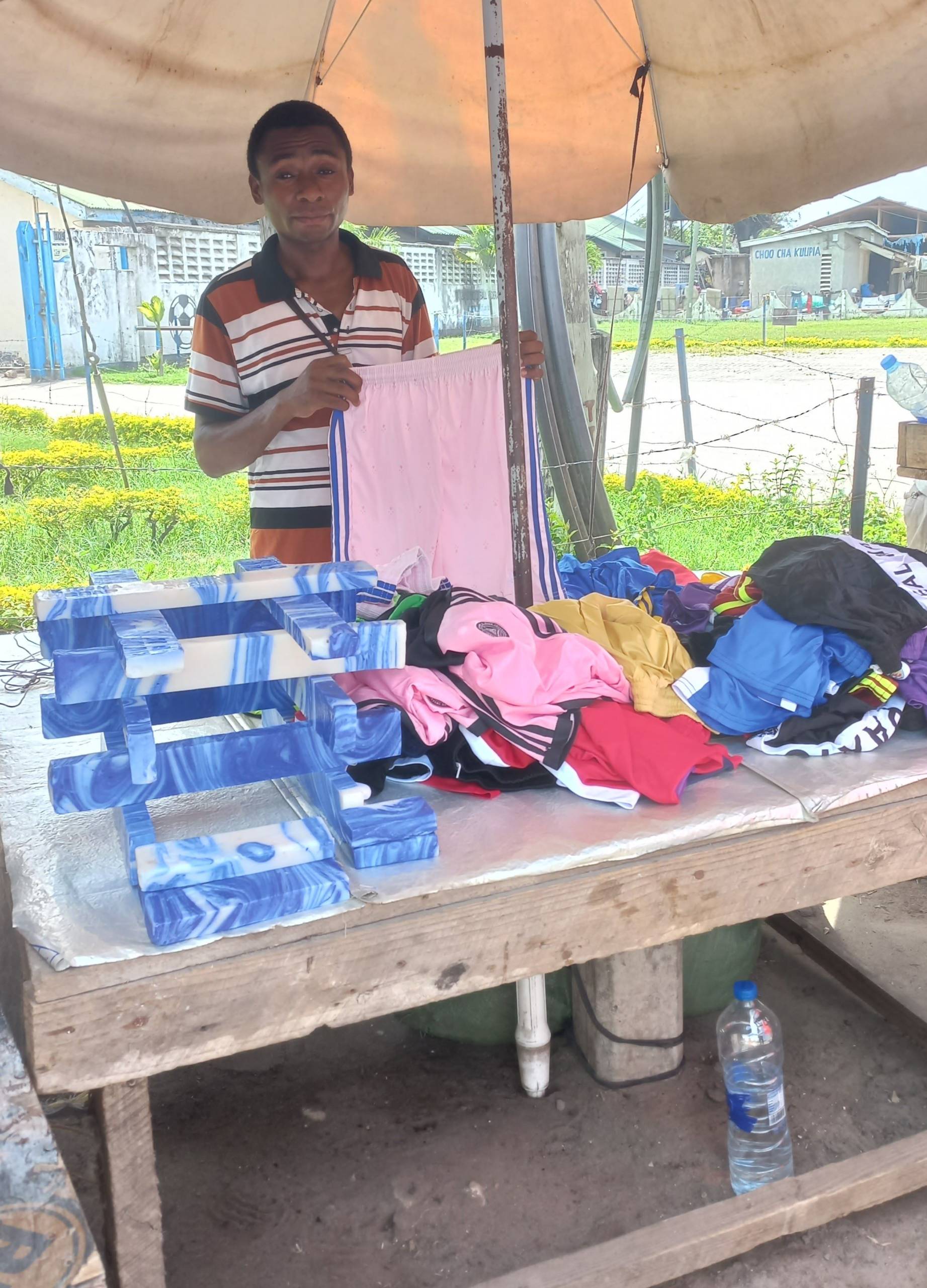 Street vendor with his merchandise.