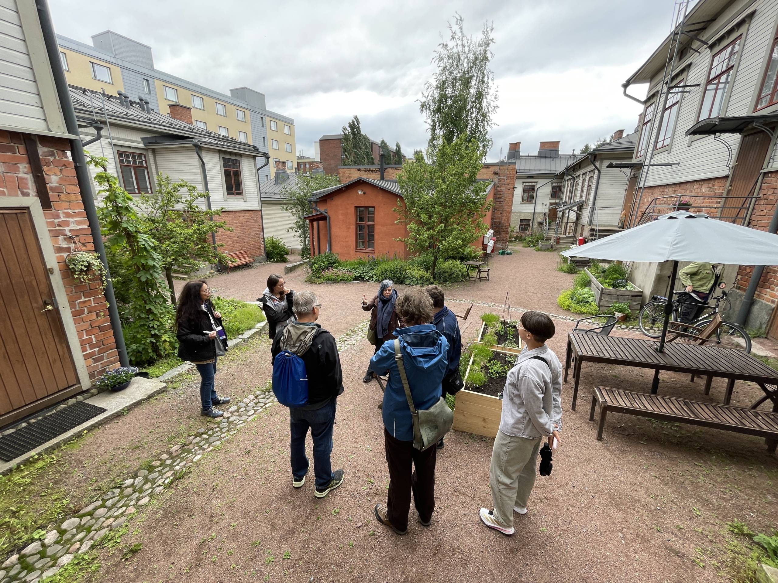 The courtyard of Annikki wooden block