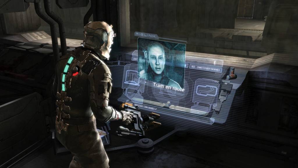 Dead Space (EA, 2008) shows how creative use of holograms can be used as HUD elements to maintain immersion.