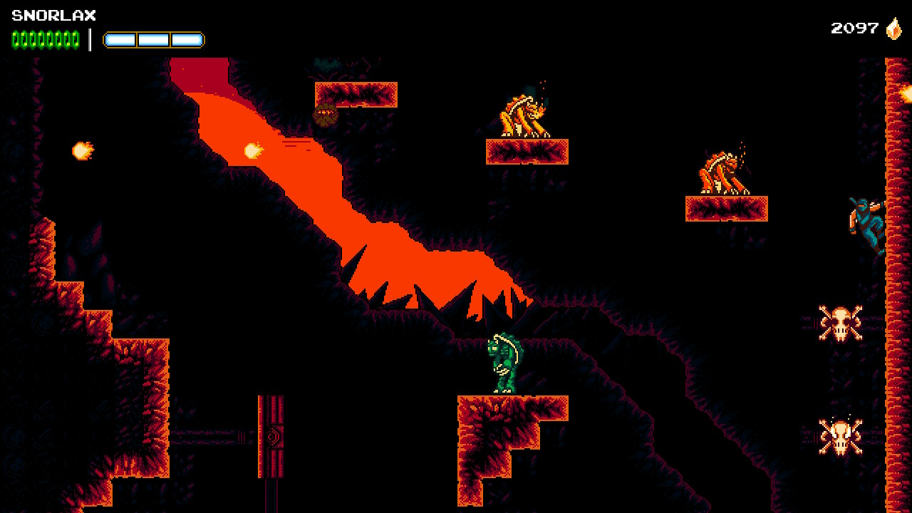 Player using the climbing claws and hanging on to a wall.