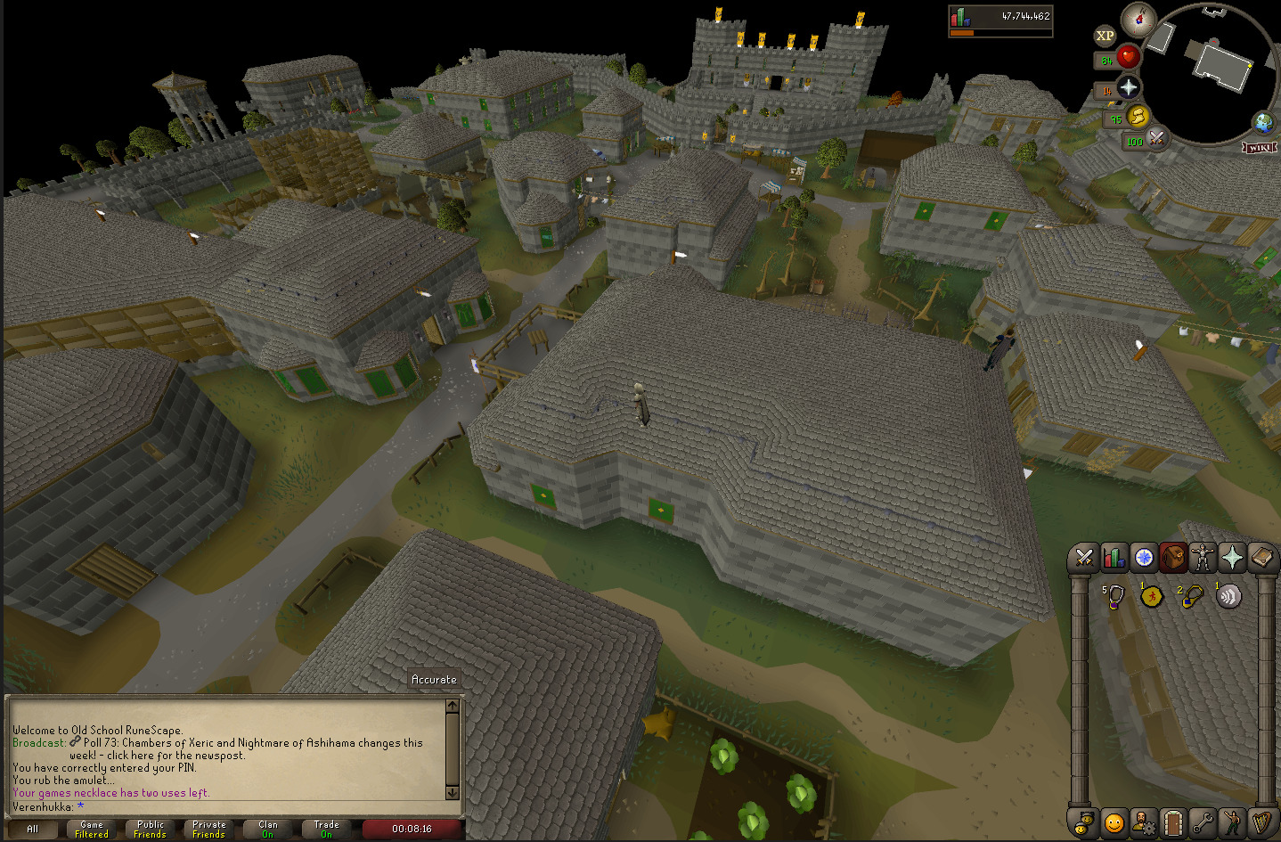 A view from a rooftop in Varrock