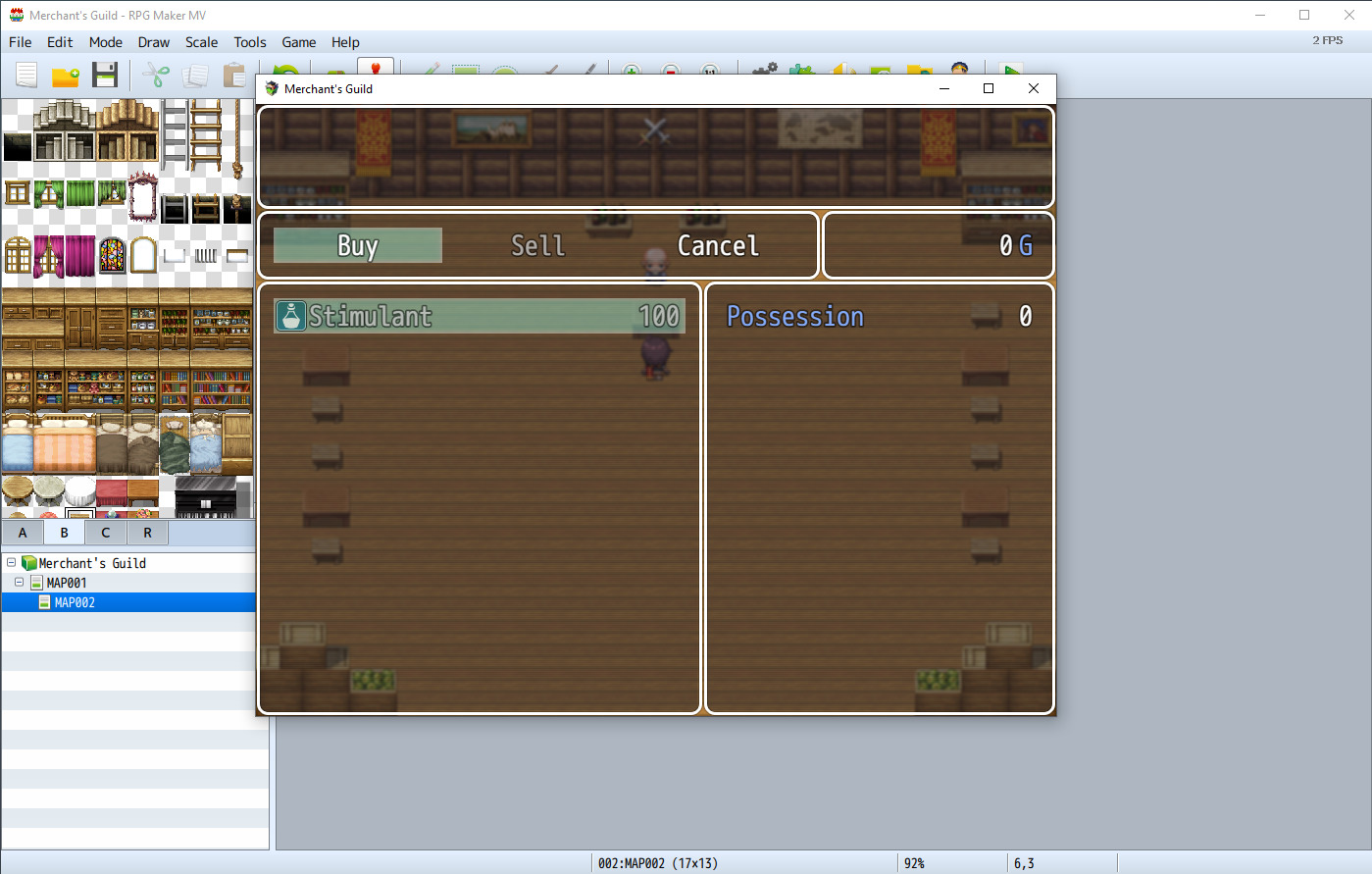 Trading menu in a RPG Maker game