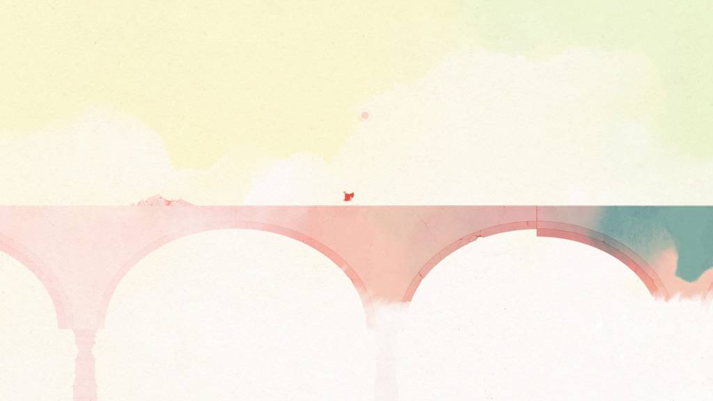 protagonist running on a bridge with no obstacles.