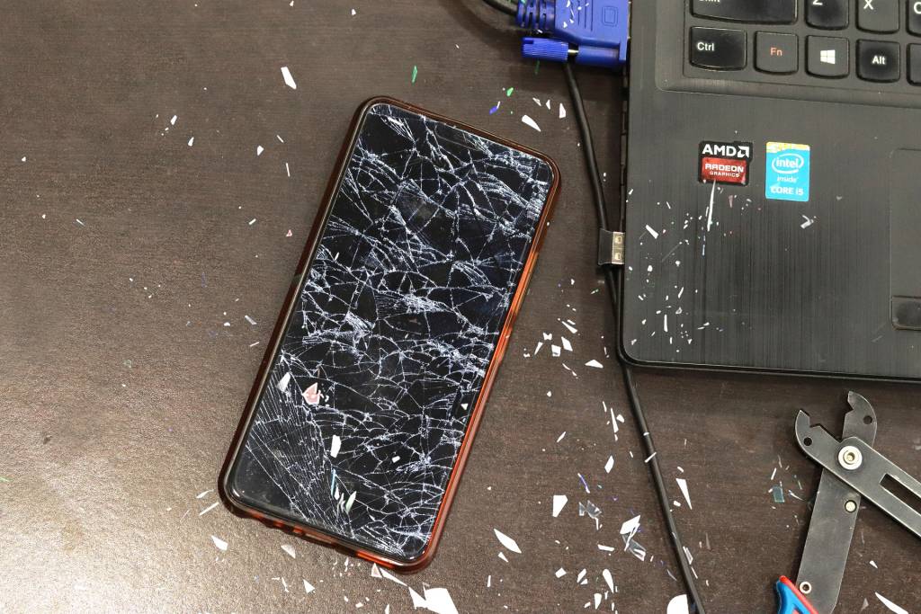 Smartphone with cracked screen