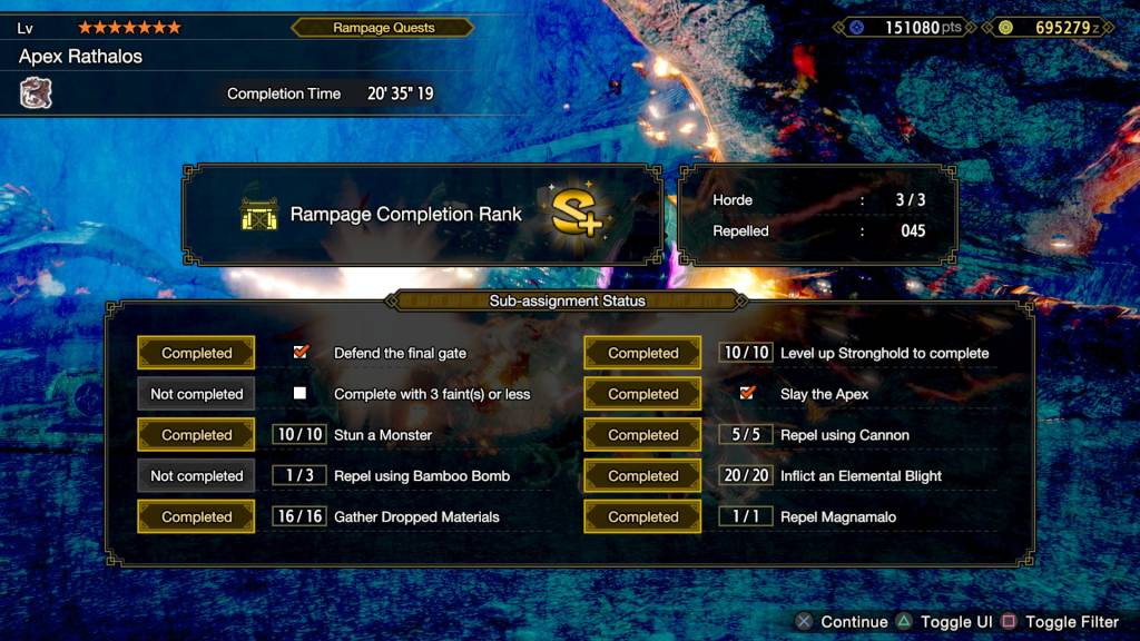 The image sort of a comprises of a grading card with different types of missions that the player has or hasn't completed during the quest