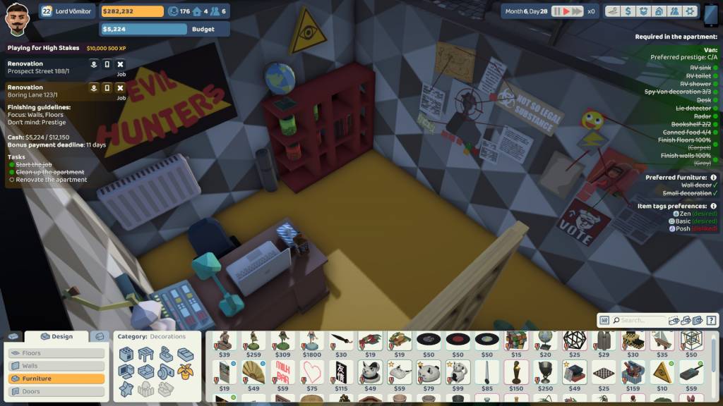 Renovation interface of The Tenants game