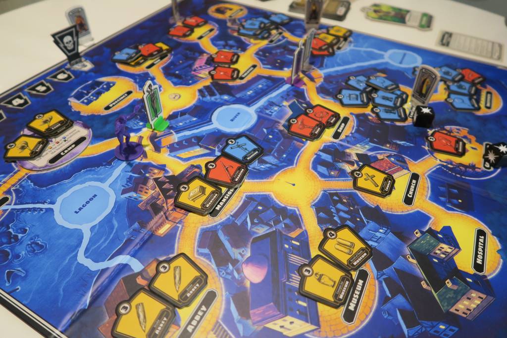 The board after losing. The Creature of the Black Lacoon has just hit one of the players leading to terror level ending the game.