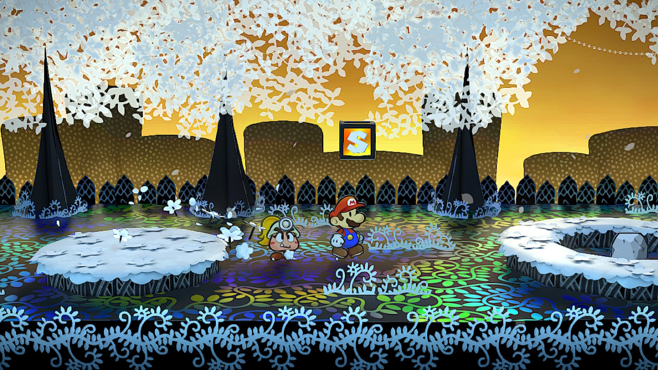 Mario and Goombella travelling through Boggly Woods