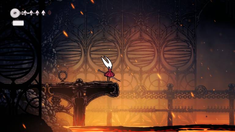 Hornet stands above a lake of lava