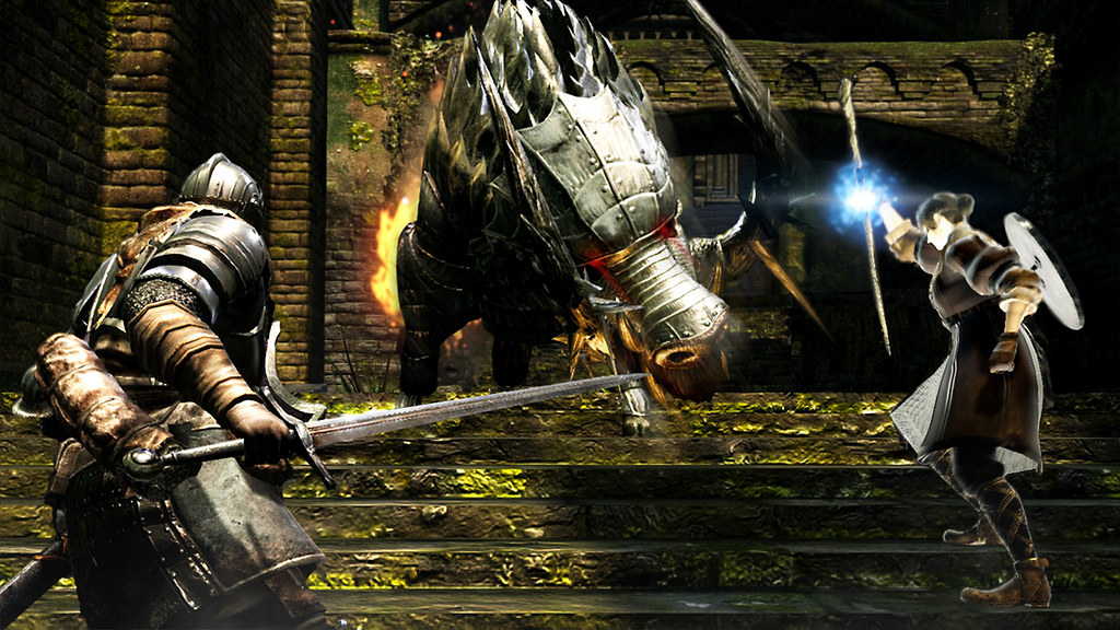 Dark Souls character in front of an dangerous enemy