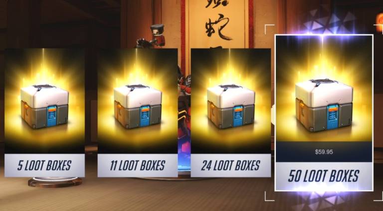 showing the different amounts of lootboxes the player can purchase.