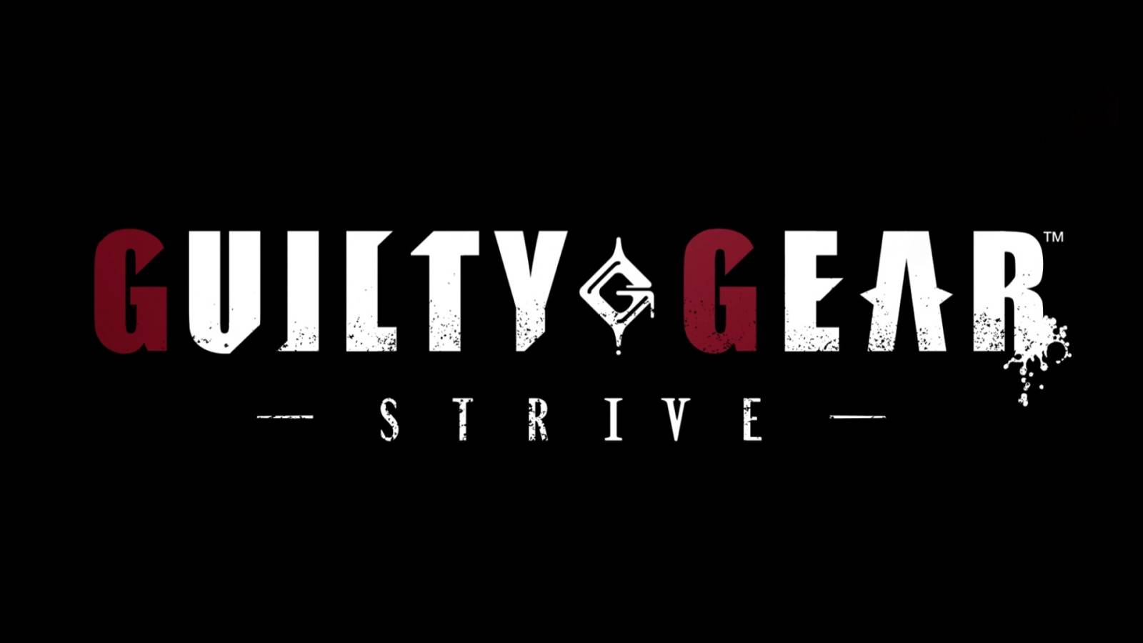 The words Guilty Gear Strive in white and red against a black background.