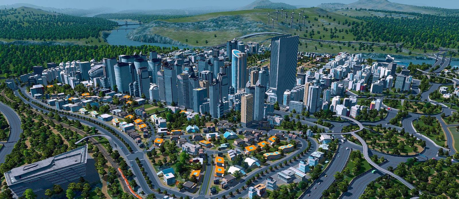 bird's eye view of a city with varying distinct areas