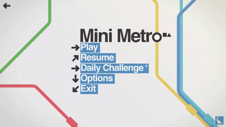 The main menu of the game