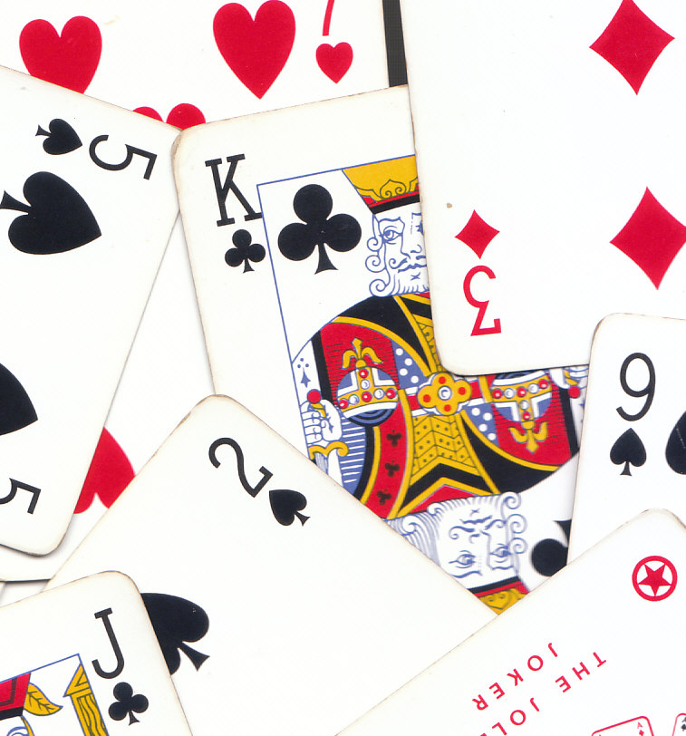 Scattered playing cards